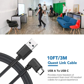 Už Oculus Quest Link Cable 10 Pėdų/3 Metrų, Didelės Spartos Duomenų Perdavimo USB Tipo C Kabelis Suderinamas