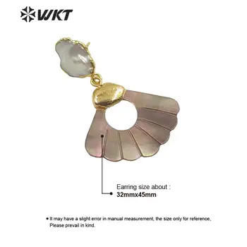 WT-E596 Naujo dizaino shell auskarai sektoriaus formos white shell perlų smeigės mados lady auskarai moteris mados auskarai dovanų