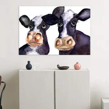 šiuolaikinio namų dekoro Mados Karvė Namų Drobės tapybos Puošmena nuotrauką dažymas Purkštuvu, Juoda ir balta Mielas Plakatai