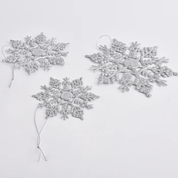 Švenčių dekoravimo reikmenys, sidabro blizgučiai 10-15CM snaigės pakabukas Kalėdų langų apdailos snaigės pakabukas